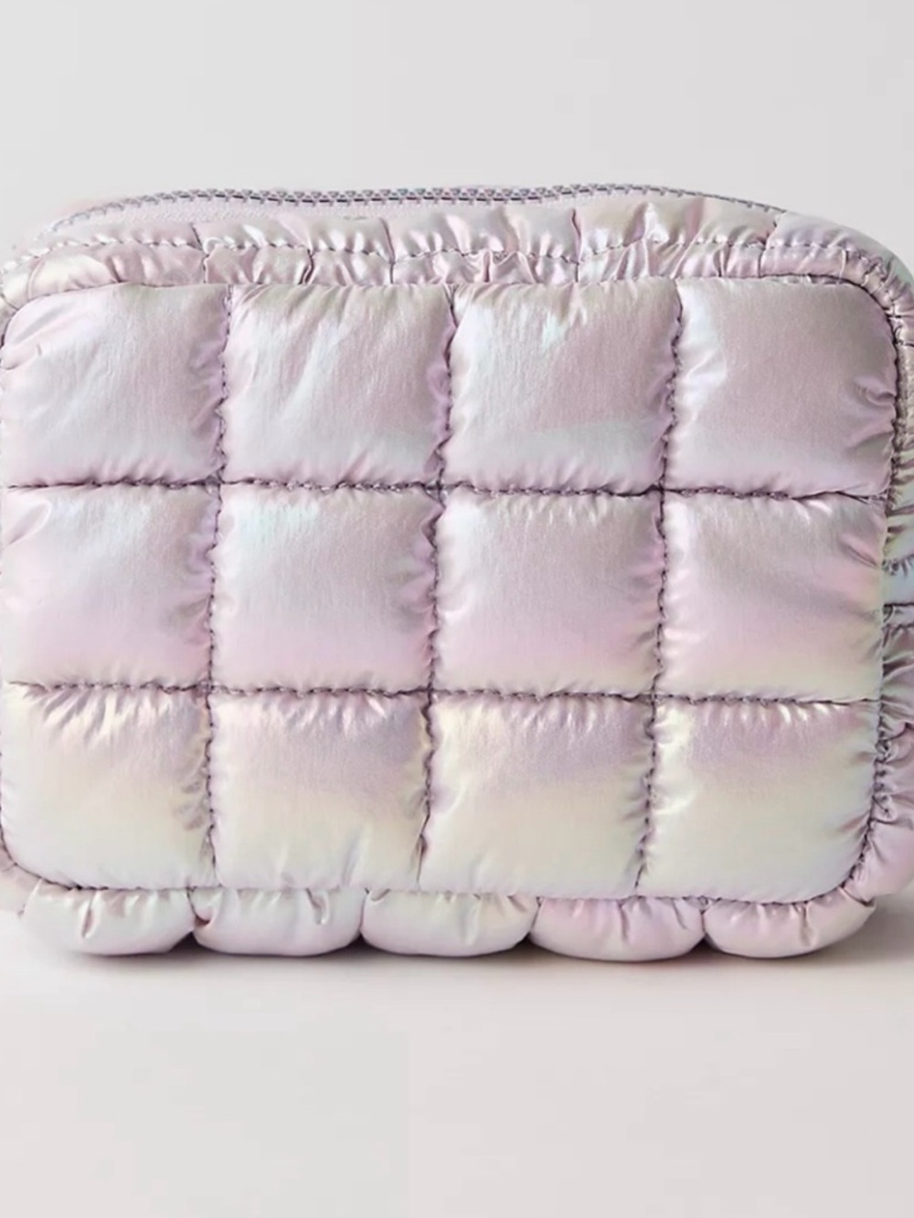 FP Movement by Free People Iridescent Light Pink Quilted Cosmetic Pouch